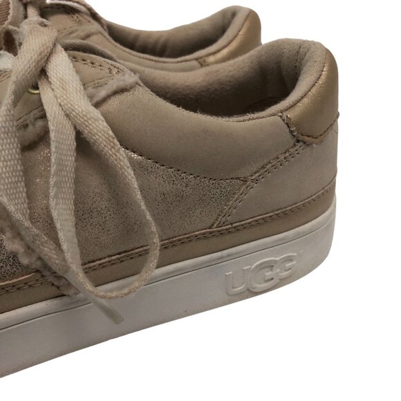 UGG Womens 6 KiDS 5 37 Girls Alanna Low Top Gold Metallic Sneakers Trainers - Picture 9 of 11